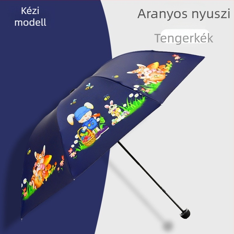 Gyermekeknek szánt automata nyitású összecsukható esernyő, kerekített sarkú, 8 bordájú acélváz, 190T poliészter vászon, logó testreszabás, fiúknak és lányoknak.