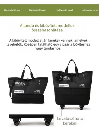 Kerekes kültéri utazótáska, 75 liter feletti kapacitás, Oxford anyag, bővíthető, külön cipőrekesz, uniszex