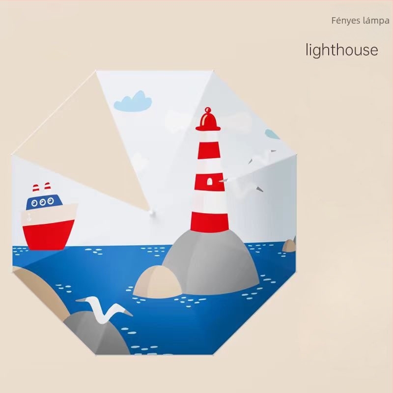 Gyerekeknek szóló esernyő 8 bordás váz, alumínium cső, fa nyél, kézi nyitás