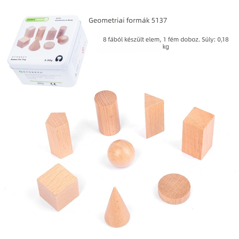 Fából készült háromdimenziós puzzlejáték, fémdobozos csomagolásban, logóval testre szabható, 4-6 éves gyermekek számára