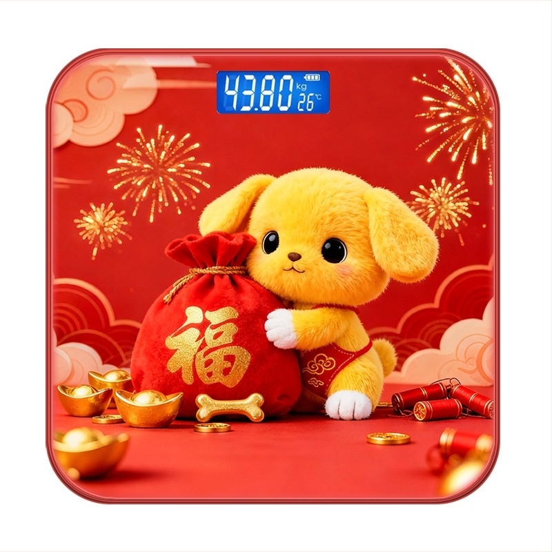 Elektronikus mérleg, Lady márka, karikatúra stílus, aranyos, 180 kg teherbírás, USB-tápellátás