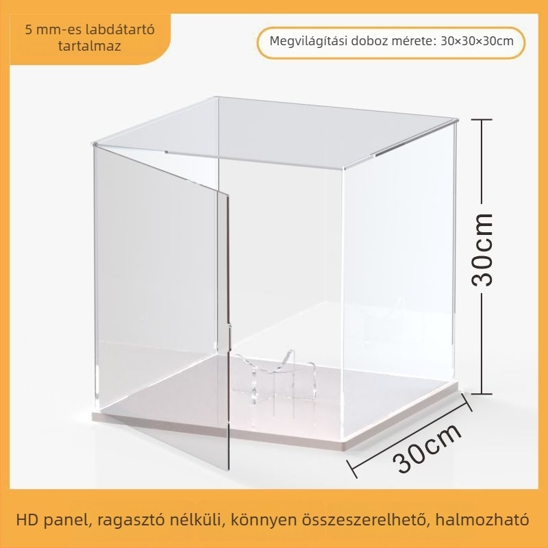 Akril tükrös kosárlabda kiállítódoboz porvédő kupakkal