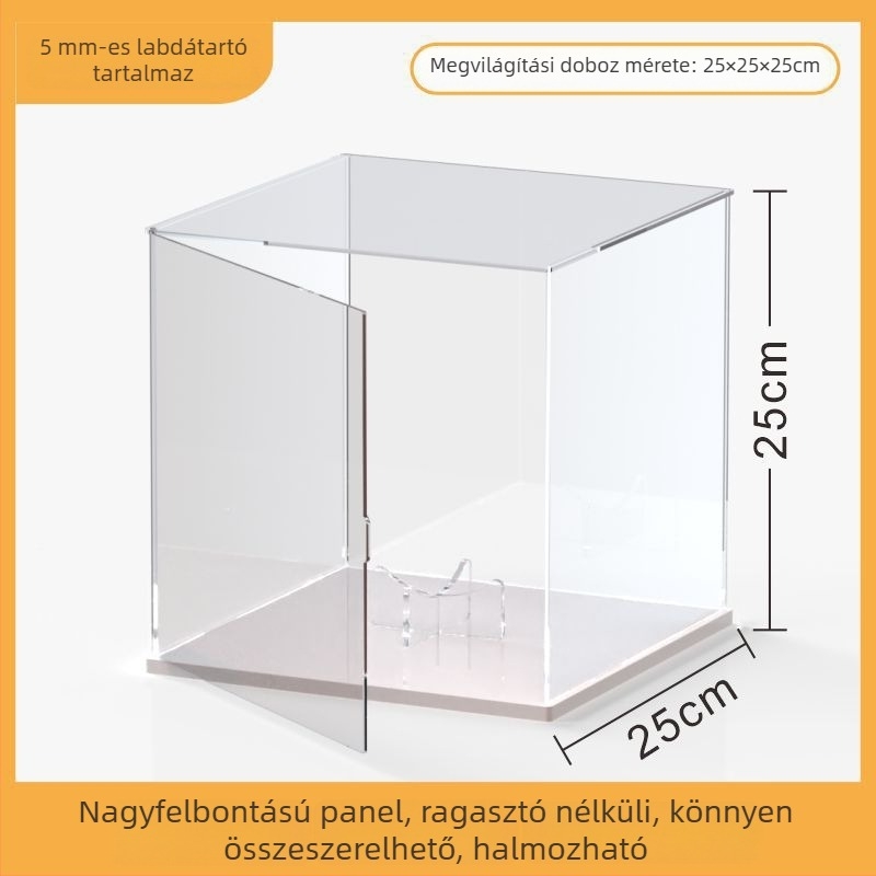 Akril tükrös kosárlabda kiállítódoboz porvédő kupakkal