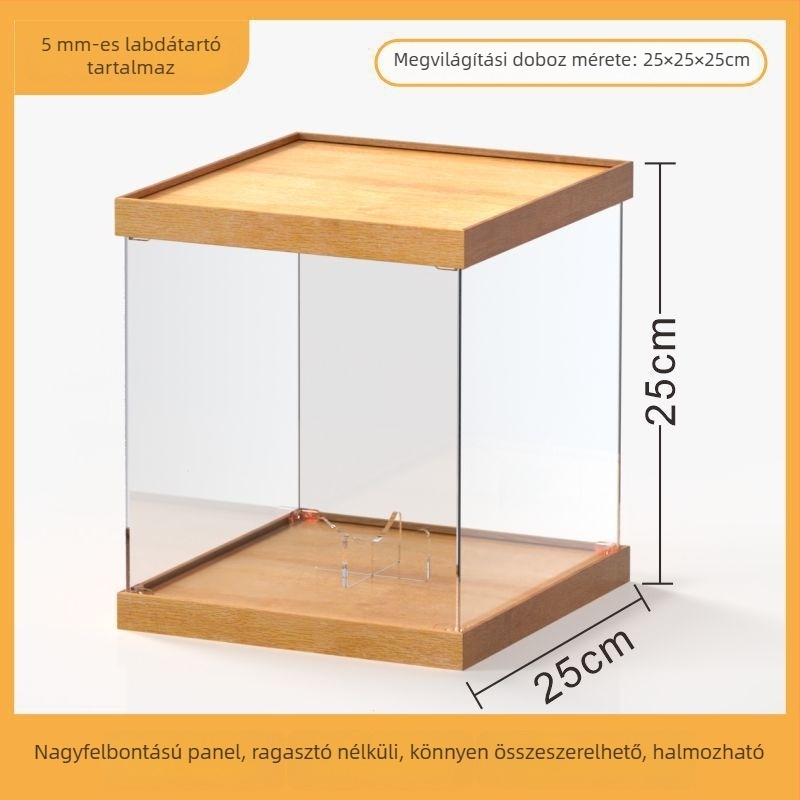 Akril tükrös kosárlabda kiállítódoboz porvédő kupakkal