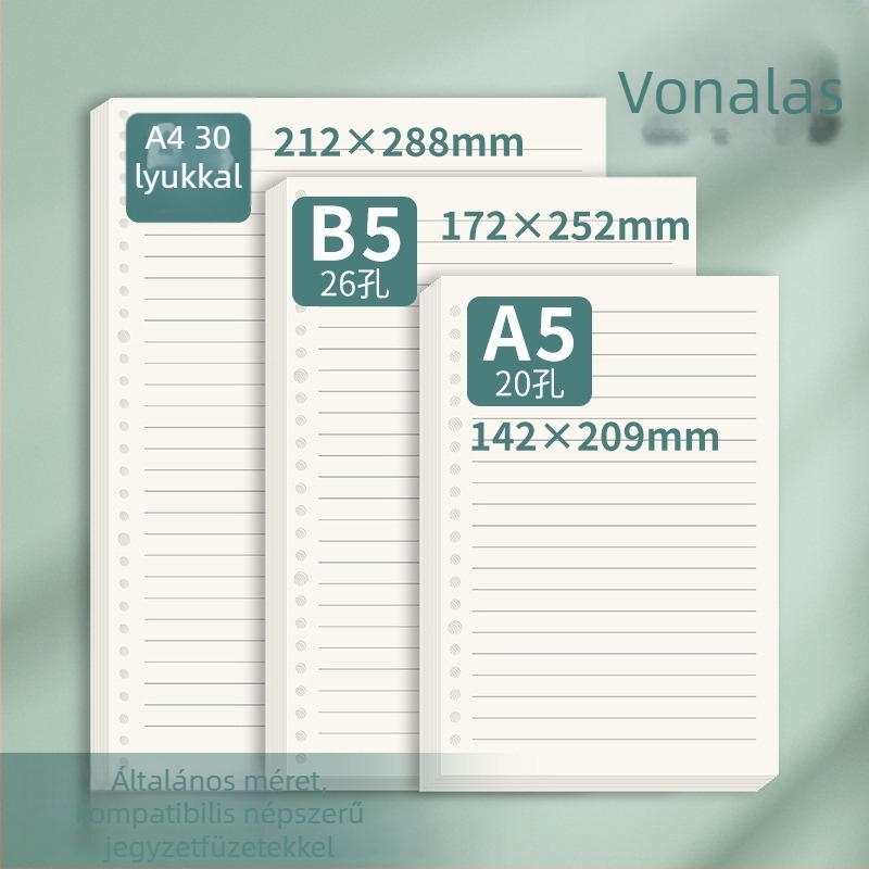 Szabad levél töltőpapír, 60 lap, dupla offset papír, kompatibil 8/20/26/30 lyukkal