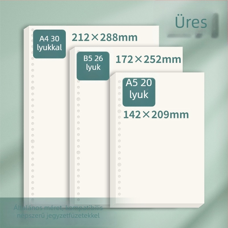 Szabad levél töltőpapír, 60 lap, dupla offset papír, kompatibil 8/20/26/30 lyukkal