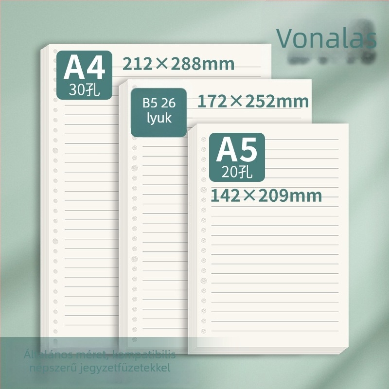 Szabad levél töltőpapír, 60 lap, dupla offset papír, kompatibil 8/20/26/30 lyukkal