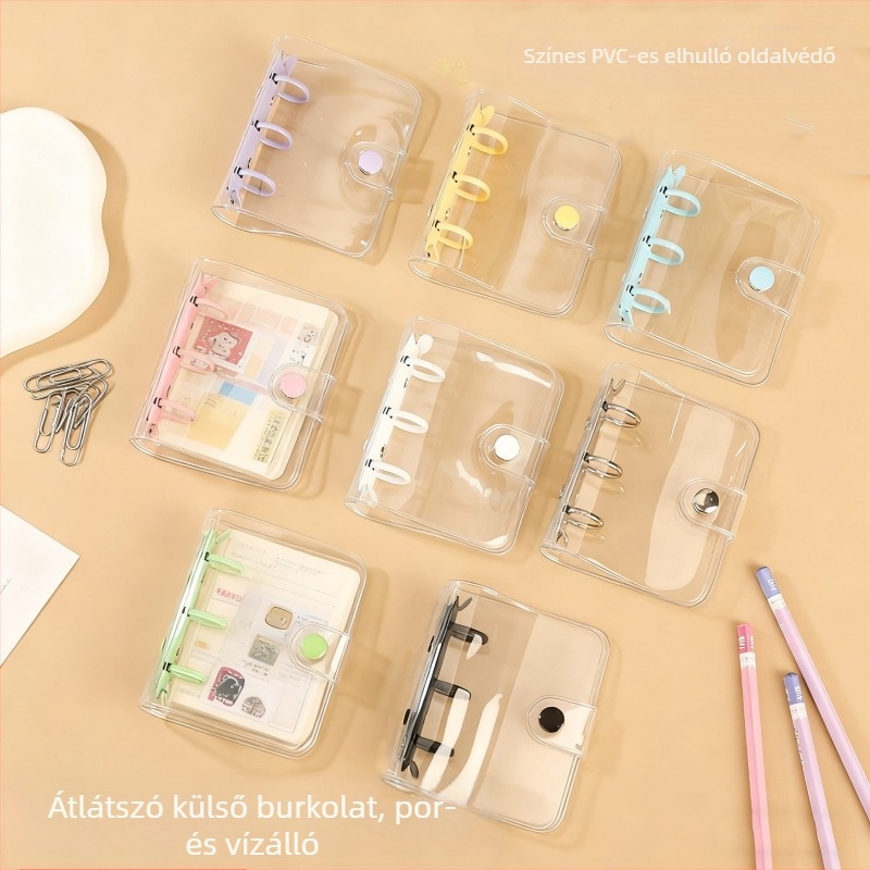 A8 mini átlátszó PVC kötőmappa fotó tárolóval, 3 lyukas kialakítással, testre szabható