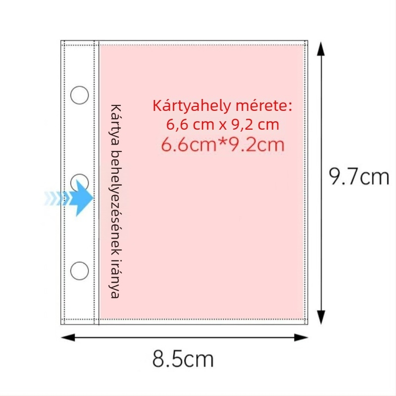 A8 mini átlátszó PVC kötőmappa fotó tárolóval, 3 lyukas kialakítással, testre szabható