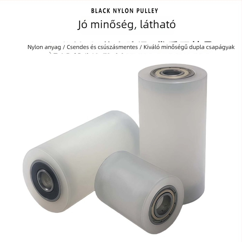 Kéttengelyes nylons kerék vezető csiptetővel – kopásálló egyetlen kerék, méretek 40x100, furat 10 mm