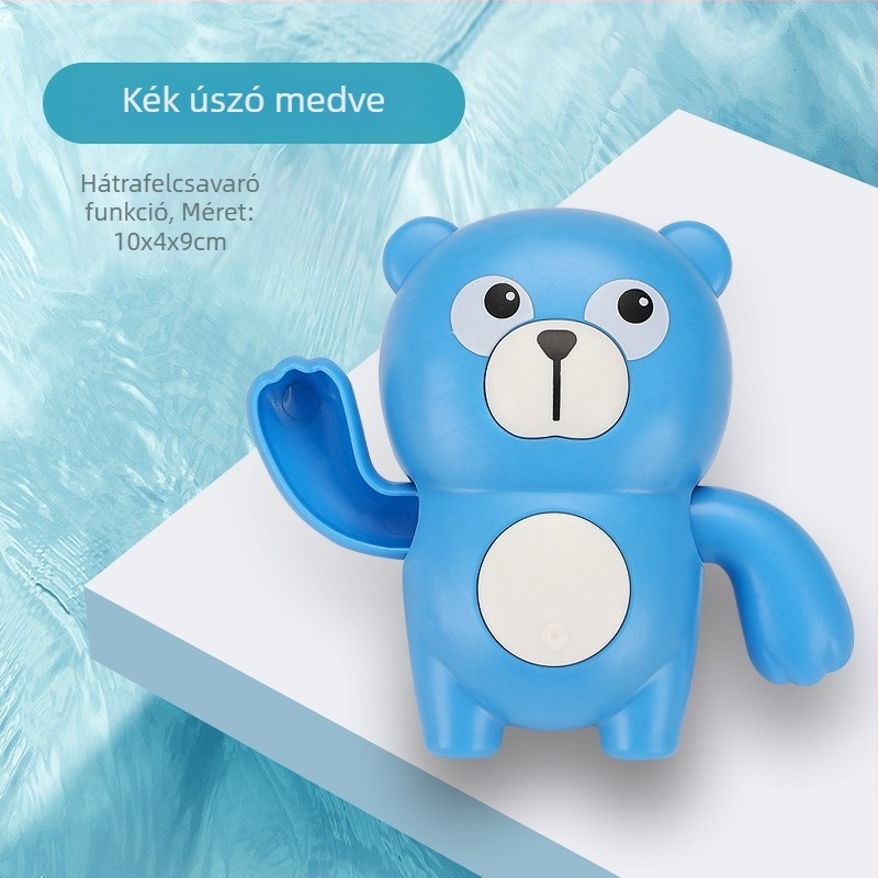 Fürdőjáték készlet gyermekeknek: rajzfilmszereplő zsiráf és kacsa a vízben, forgó vízkanállal – Anyag: műanyag, 3–6 éveseknek, zárt csomagolás, logó testreszabás