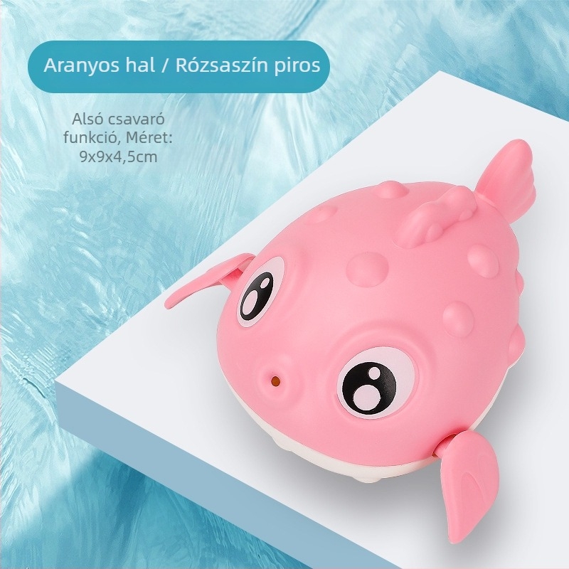 Fürdőjáték készlet gyermekeknek: rajzfilmszereplő zsiráf és kacsa a vízben, forgó vízkanállal – Anyag: műanyag, 3–6 éveseknek, zárt csomagolás, logó testreszabás