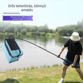 Szénszálas teleszkópos hálóbot nagy halakhoz, hálózsákkal