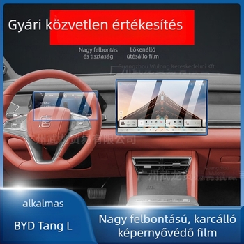 BYD Tang L központi navigációs kijelzőjére készült edzett üveg képernyővédő — monolit gyártás, ujjlenyomat-mentes, karcolás- és kopásálló, magas és alacsony hőmérséklet-állóság