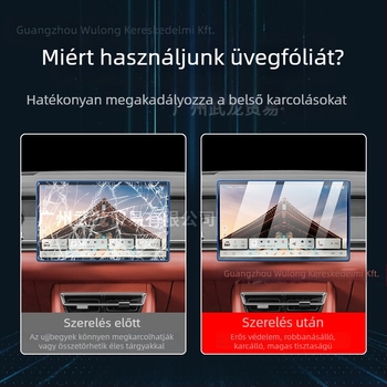 BYD Tang L központi navigációs kijelzőjére készült edzett üveg képernyővédő — monolit gyártás, ujjlenyomat-mentes, karcolás- és kopásálló, magas és alacsony hőmérséklet-állóság