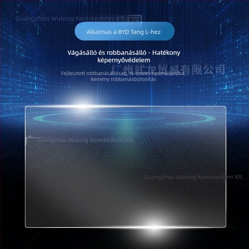 BYD Tang L központi navigációs kijelzőjére készült edzett üveg képernyővédő — monolit gyártás, ujjlenyomat-mentes, karcolás- és kopásálló, magas és alacsony hőmérséklet-állóság