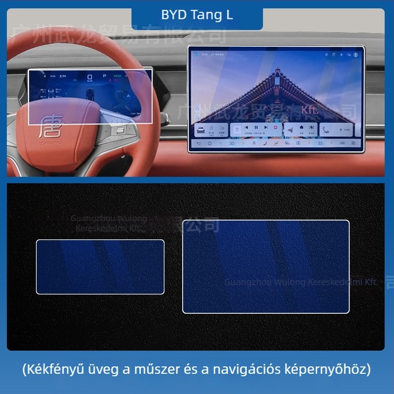 BYD Tang L központi navigációs kijelzőjére készült edzett üveg képernyővédő — monolit gyártás, ujjlenyomat-mentes, karcolás- és kopásálló, magas és alacsony hőmérséklet-állóság