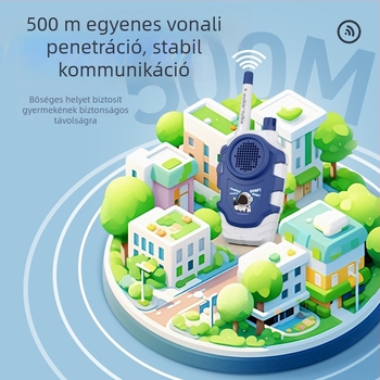 Gyerek Walkie-Talkie hangfelismeréssel, akkumulátoros, műanyag kivitel, ideális szülő–gyerek kommunikációhoz (7–14 év)