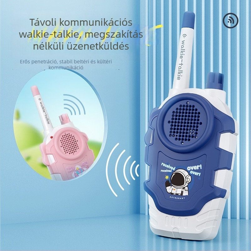 Gyerek Walkie-Talkie hangfelismeréssel, akkumulátoros, műanyag kivitel, ideális szülő–gyerek kommunikációhoz (7–14 év)