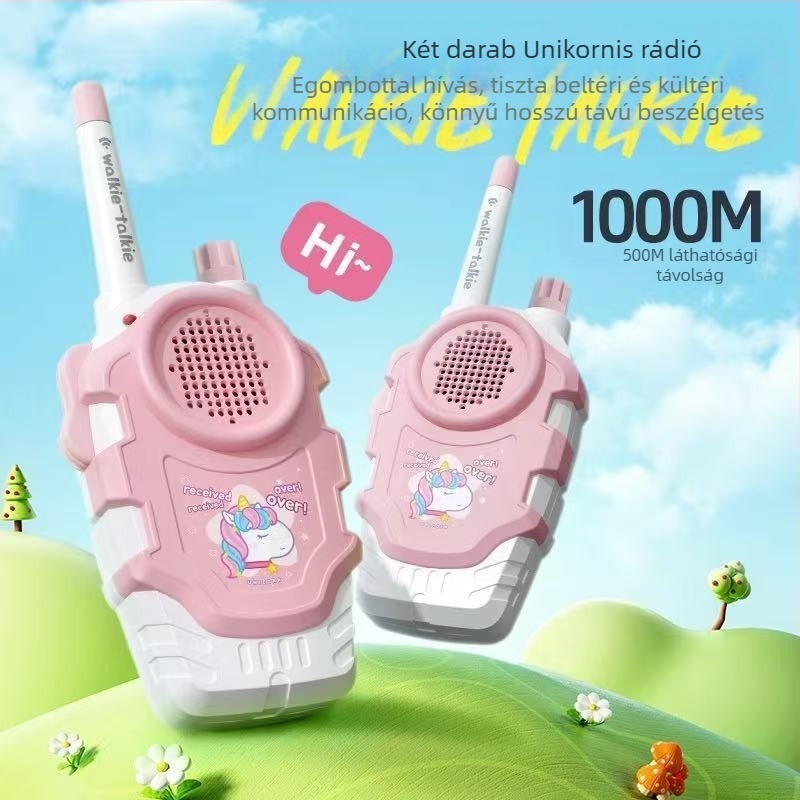 Gyerek Walkie-Talkie hangfelismeréssel, akkumulátoros, műanyag kivitel, ideális szülő–gyerek kommunikációhoz (7–14 év)
