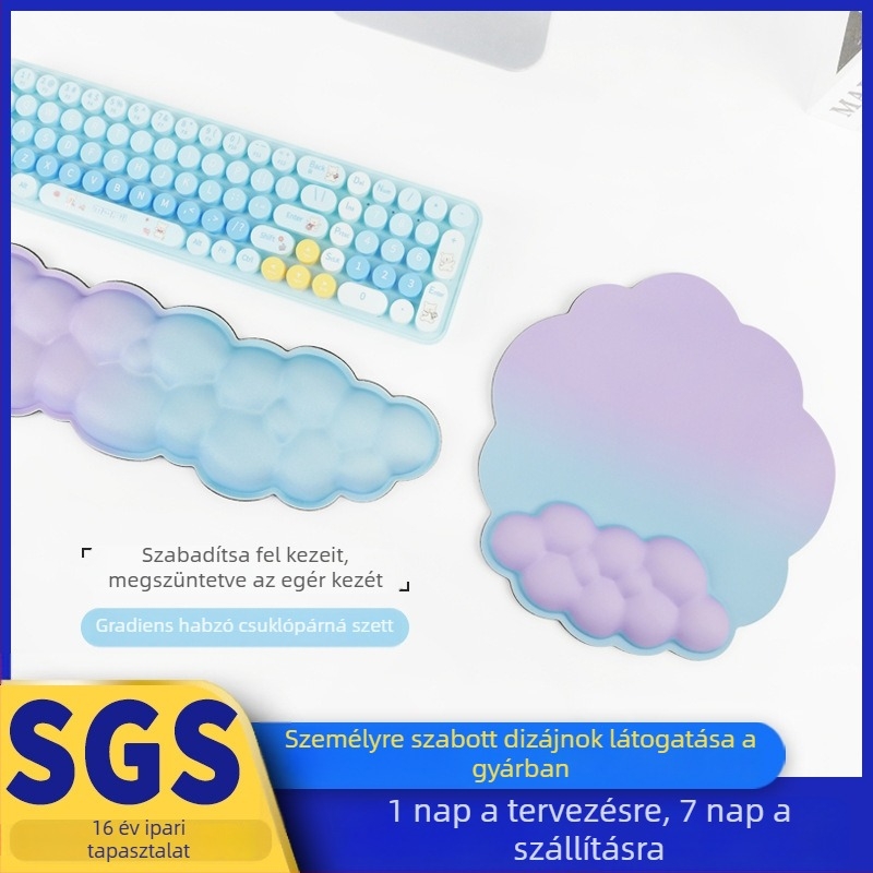 Kis gumírozott egérpad csuklótámasz, modell #1252/1251/1250, hőtranszfer nyomtatás