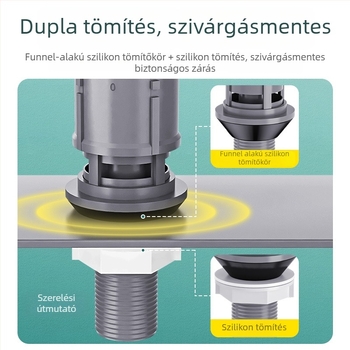 WC-tartály feltöltő szelepe, univerzális felső lefolyó szelep, ABS, kézi öblítés, padlóra történő lefolyás