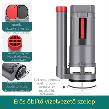 WC-tartály feltöltő szelepe, univerzális felső lefolyó szelep, ABS, kézi öblítés, padlóra történő lefolyás