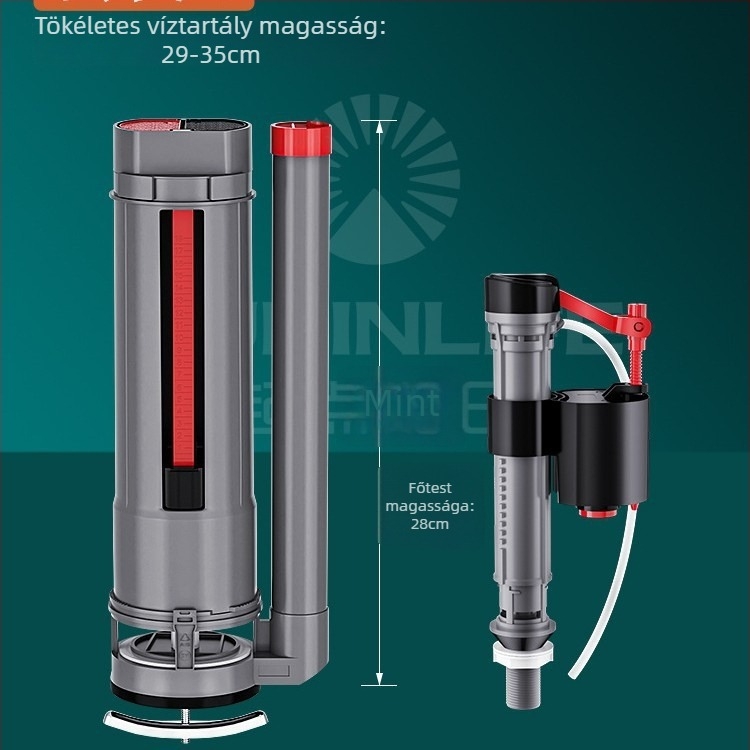 WC-tartály feltöltő szelepe, univerzális felső lefolyó szelep, ABS, kézi öblítés, padlóra történő lefolyás