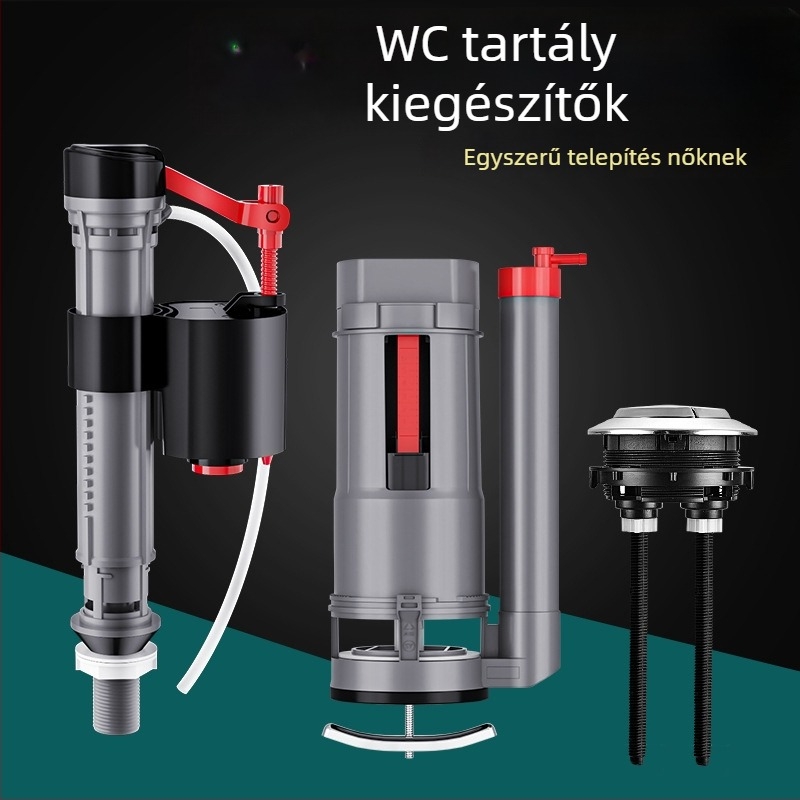 WC-tartály feltöltő szelepe, univerzális felső lefolyó szelep, ABS, kézi öblítés, padlóra történő lefolyás