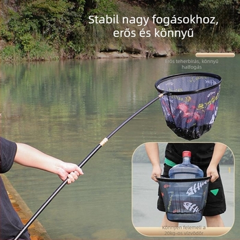 Összecsukható horgászháló fej, akasztás elleni kialakítás, nano háló, gyorsan száradó kárászhoz