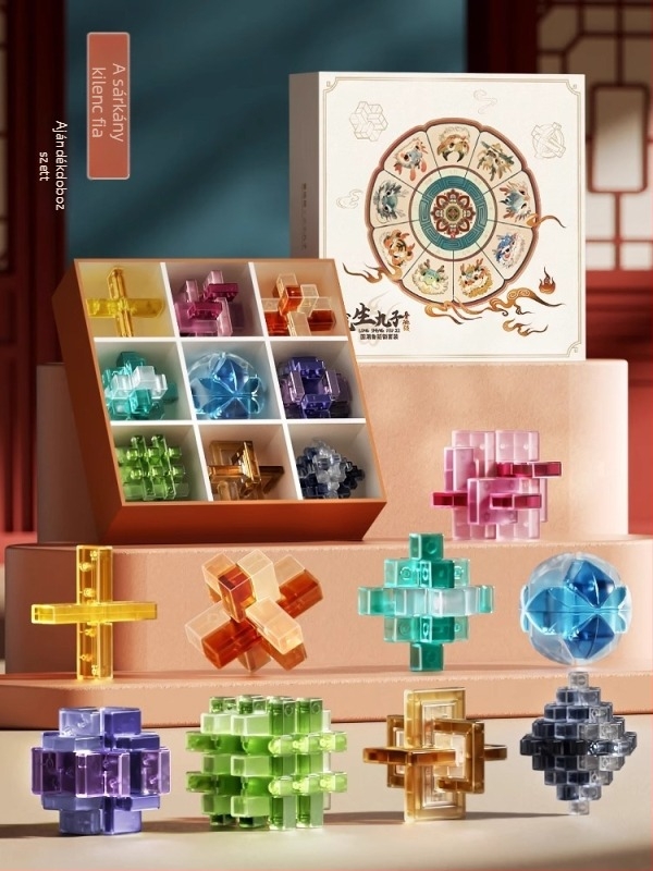 Luban Lock puzzle játék, műanyagból, 7–14 éveseknek