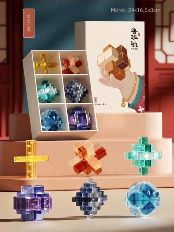 Luban Lock puzzle játék, műanyagból, 7–14 éveseknek