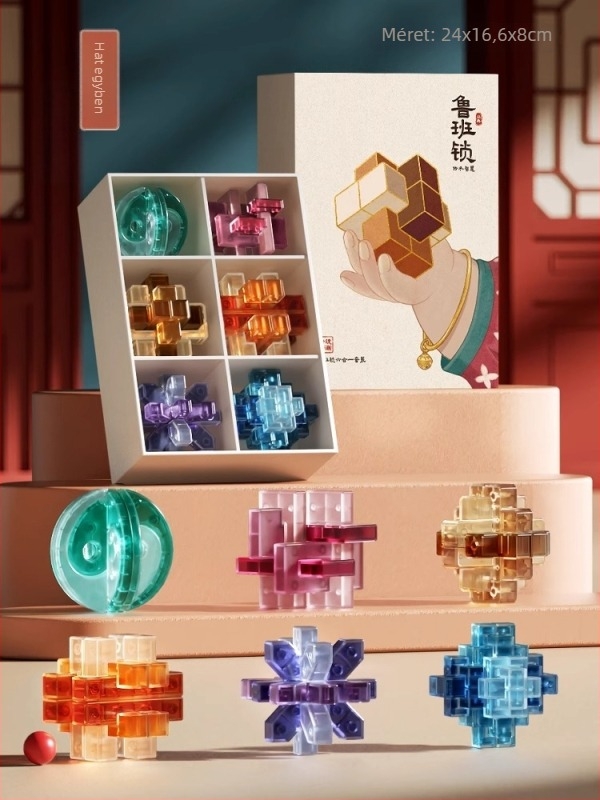 Luban Lock puzzle játék, műanyagból, 7–14 éveseknek