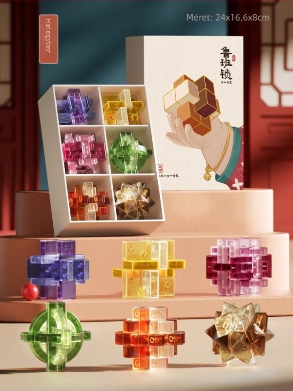 Luban Lock puzzle játék, műanyagból, 7–14 éveseknek