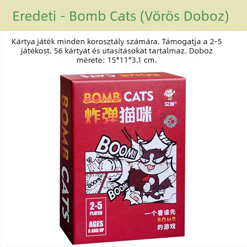 Asztali társasjáték kártya – robbanó cicát idéző zombis macska téma, anyag: papír, 7–60 éveseknek.