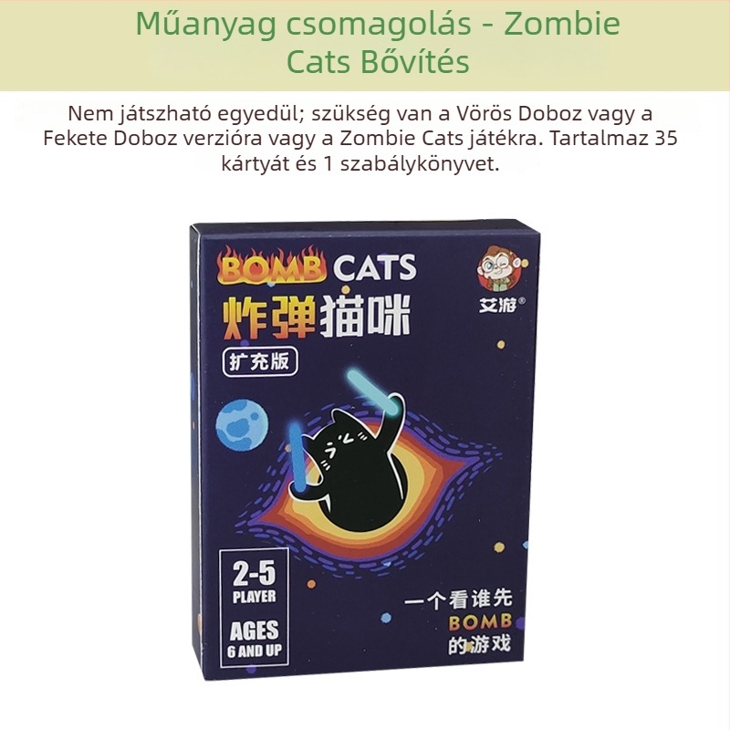 Asztali társasjáték kártya – robbanó cicát idéző zombis macska téma, anyag: papír, 7–60 éveseknek.