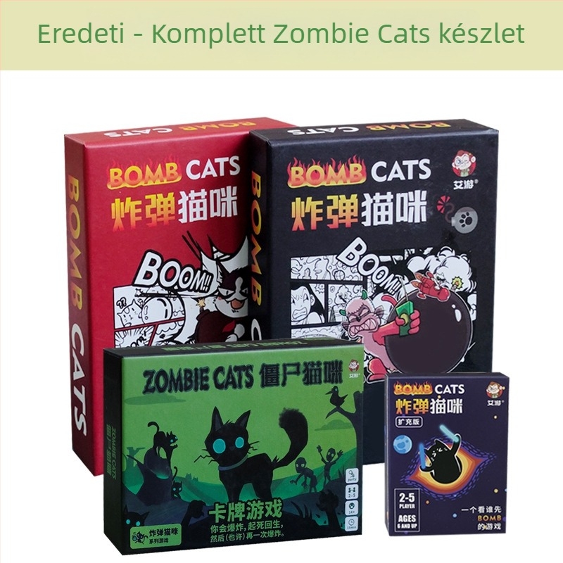 Asztali társasjáték kártya – robbanó cicát idéző zombis macska téma, anyag: papír, 7–60 éveseknek.