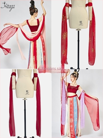 Hanfu ősi ruházat – sál nőknek, táncelőadásra, hosszú csík, Spandex keverék 50-70%, nyár 2025
