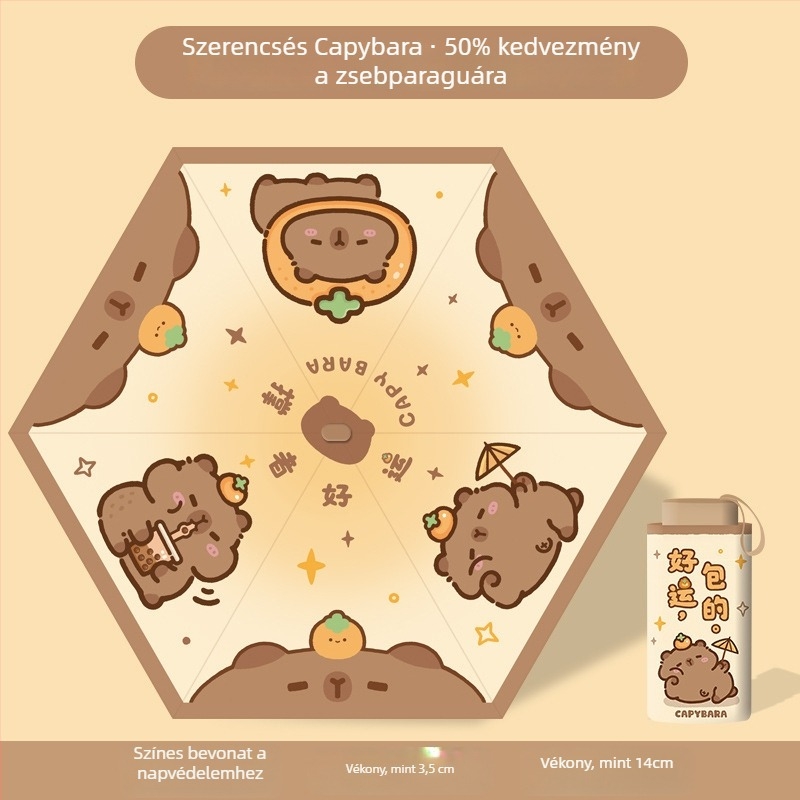 Összecsukható gyerek esernyő Panda dizájnnal, kézi nyitás-zárás, váz 12 bordával, alumínium fogantyú