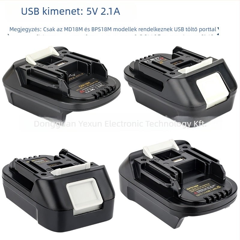 DM18M adapter Dewei 18-20V akkumulátorcsomag Makita szerszámokhoz, konverter 5V 2.1A
