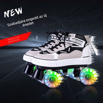 Kétsoros görkorcsolya, felső része pamutból, talpa más anyagból