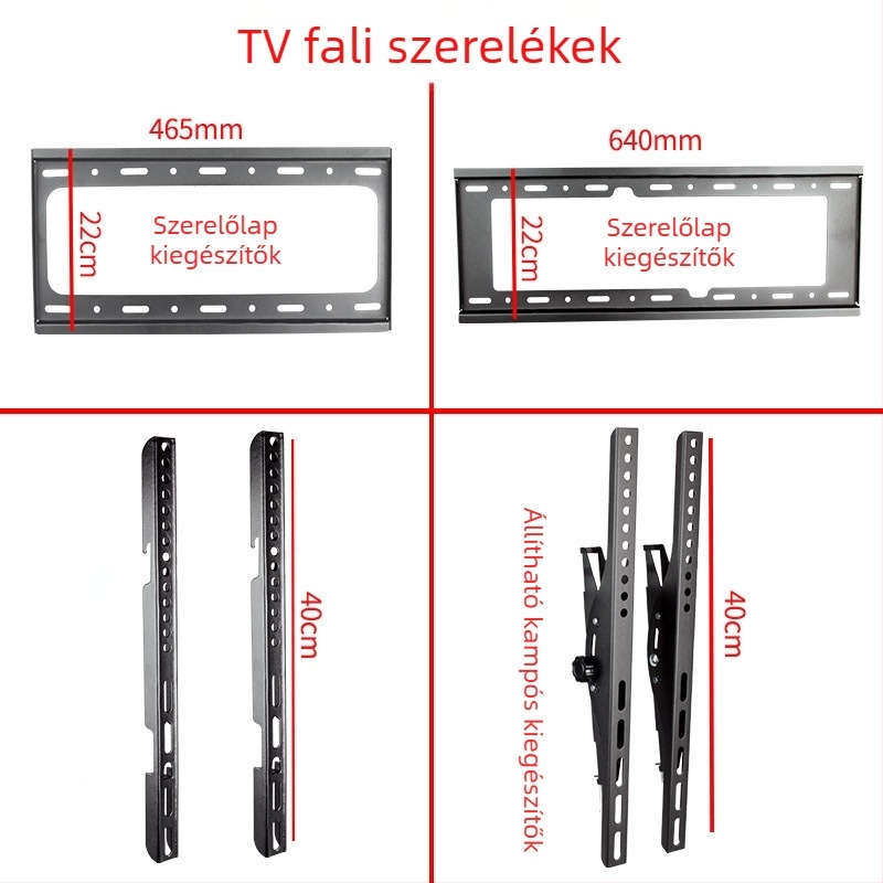 TV falis tartozék — kampólemez, teherbírás 11–15 kg, vasból készült konzol, falra szerelhető, mechanikus működtetés