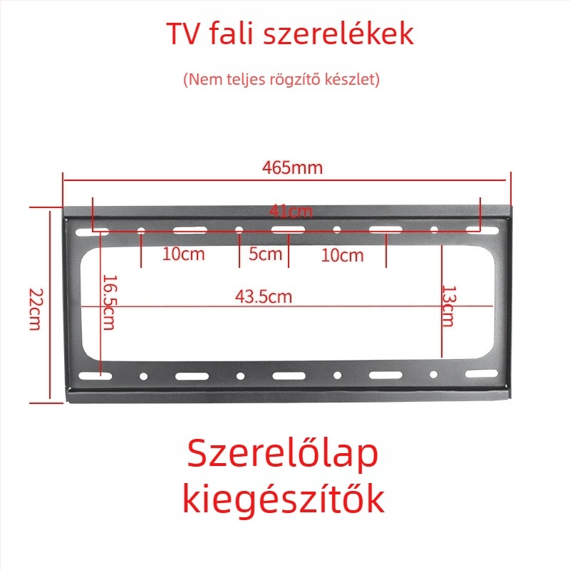 TV falis tartozék — kampólemez, teherbírás 11–15 kg, vasból készült konzol, falra szerelhető, mechanikus működtetés