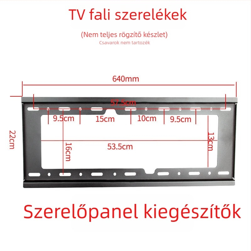 TV falis tartozék — kampólemez, teherbírás 11–15 kg, vasból készült konzol, falra szerelhető, mechanikus működtetés