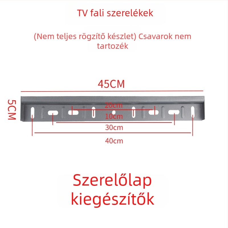 TV falis tartozék — kampólemez, teherbírás 11–15 kg, vasból készült konzol, falra szerelhető, mechanikus működtetés