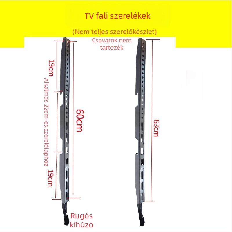TV falis tartozék — kampólemez, teherbírás 11–15 kg, vasból készült konzol, falra szerelhető, mechanikus működtetés