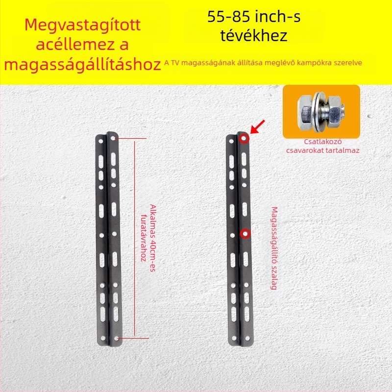 TV falis tartozék — kampólemez, teherbírás 11–15 kg, vasból készült konzol, falra szerelhető, mechanikus működtetés