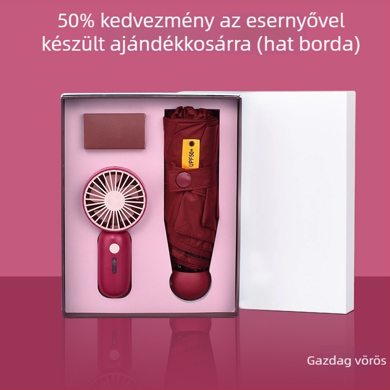 Ötkarú reklám esernyő testreszabható logóval, kézi nyitás, 6 acél bordázat, UPF 40+
