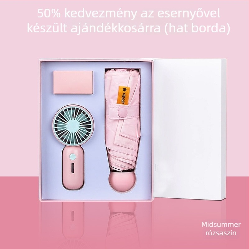Ötkarú reklám esernyő testreszabható logóval, kézi nyitás, 6 acél bordázat, UPF 40+