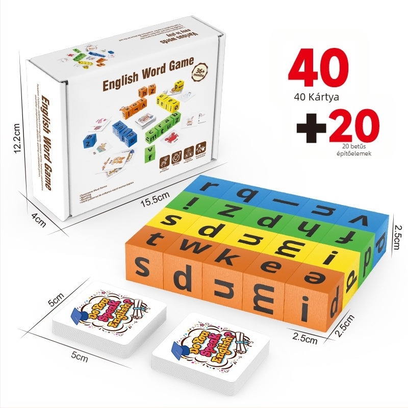 Oktatási asztali játék: angol ábécé betűinek párosítása 3–6 éveseknek, interaktív szülő-gyermek tanulás